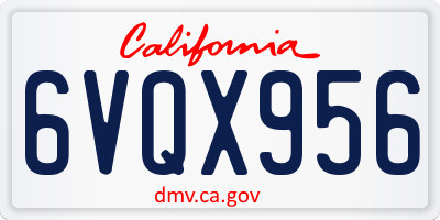 CA license plate 6VQX956