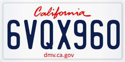 CA license plate 6VQX960