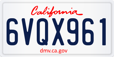 CA license plate 6VQX961
