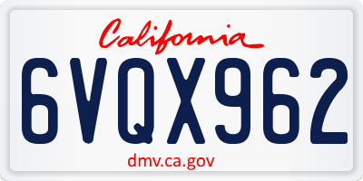 CA license plate 6VQX962