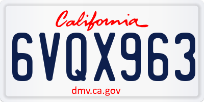 CA license plate 6VQX963