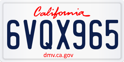 CA license plate 6VQX965