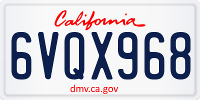 CA license plate 6VQX968