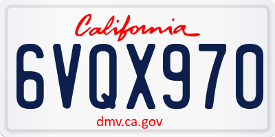 CA license plate 6VQX970