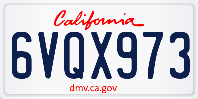 CA license plate 6VQX973