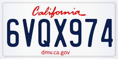 CA license plate 6VQX974