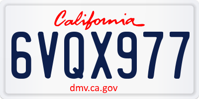 CA license plate 6VQX977