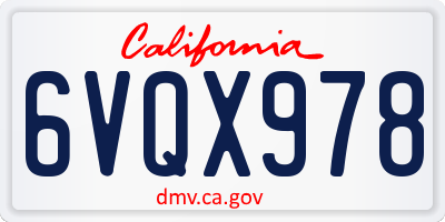 CA license plate 6VQX978