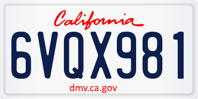 CA license plate 6VQX981