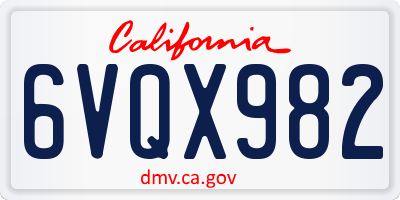 CA license plate 6VQX982