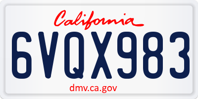 CA license plate 6VQX983