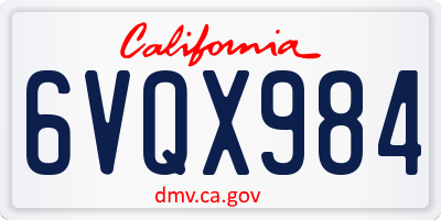 CA license plate 6VQX984
