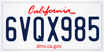 CA license plate 6VQX985