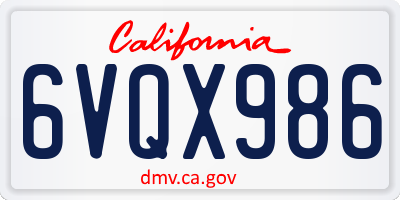 CA license plate 6VQX986