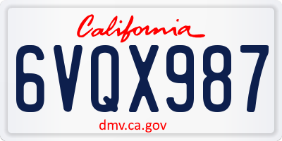CA license plate 6VQX987