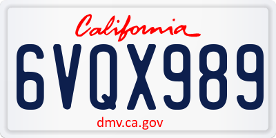 CA license plate 6VQX989
