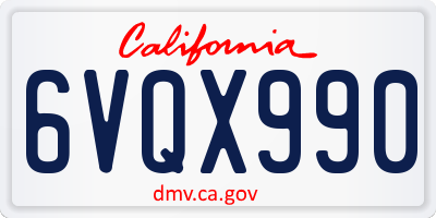 CA license plate 6VQX990