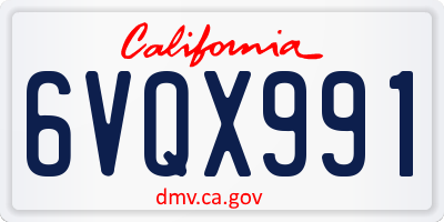 CA license plate 6VQX991