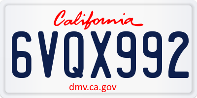 CA license plate 6VQX992