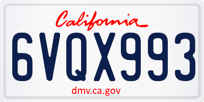 CA license plate 6VQX993