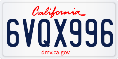 CA license plate 6VQX996