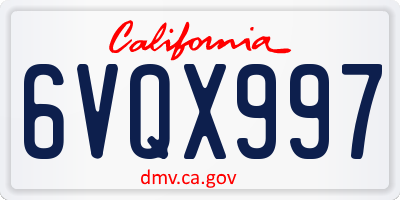 CA license plate 6VQX997