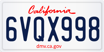 CA license plate 6VQX998