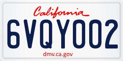 CA license plate 6VQY002