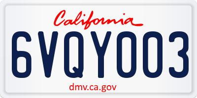 CA license plate 6VQY003