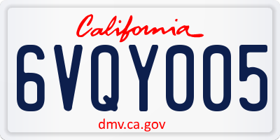 CA license plate 6VQY005