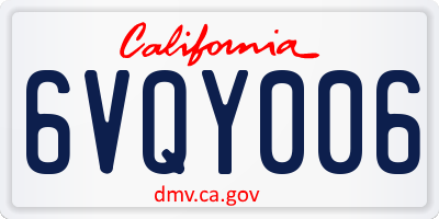 CA license plate 6VQY006