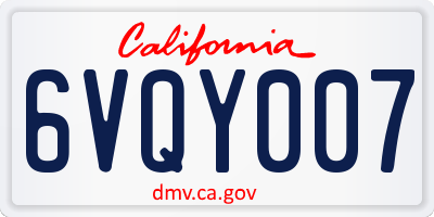 CA license plate 6VQY007