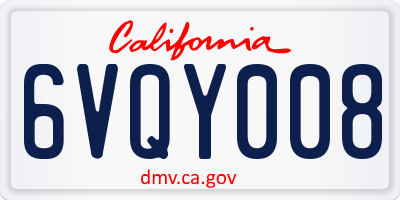 CA license plate 6VQY008