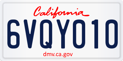 CA license plate 6VQY010