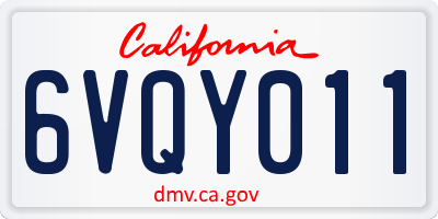 CA license plate 6VQY011