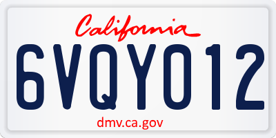 CA license plate 6VQY012
