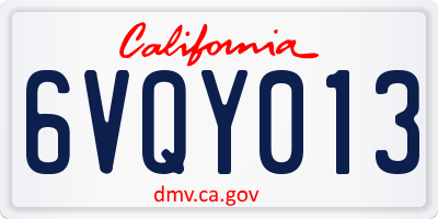 CA license plate 6VQY013