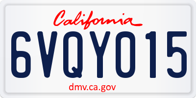 CA license plate 6VQY015
