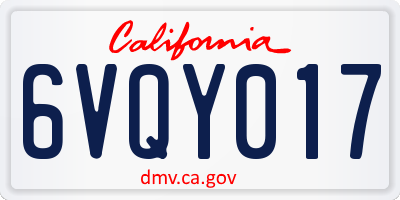 CA license plate 6VQY017