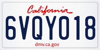CA license plate 6VQY018
