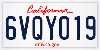 CA license plate 6VQY019