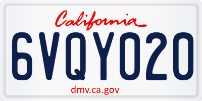 CA license plate 6VQY020