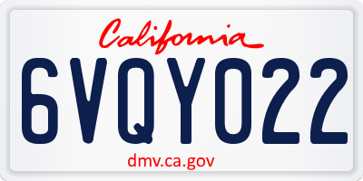 CA license plate 6VQY022