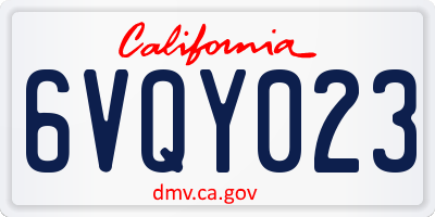 CA license plate 6VQY023