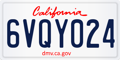 CA license plate 6VQY024