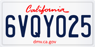 CA license plate 6VQY025