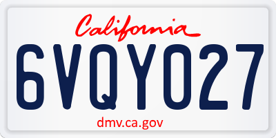 CA license plate 6VQY027