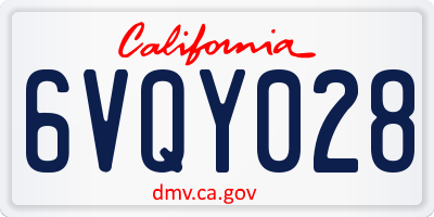 CA license plate 6VQY028