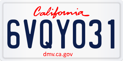 CA license plate 6VQY031
