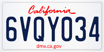 CA license plate 6VQY034